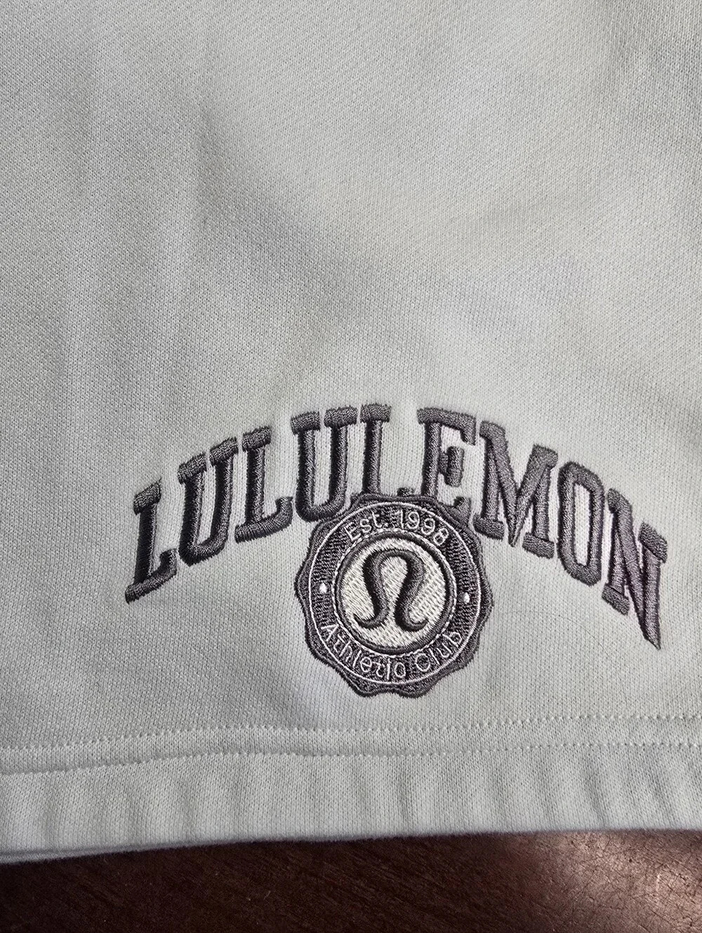 Lululemon Collegiate Logo Fleece Shorts XXS Icy Blue Preppy Athleisure
